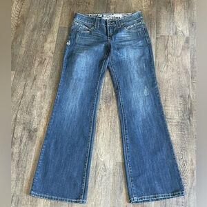 Adiktd Jeans Womens Y2K Size 8/30 Studded Beaded Metal Distressed Wide Leg EUC